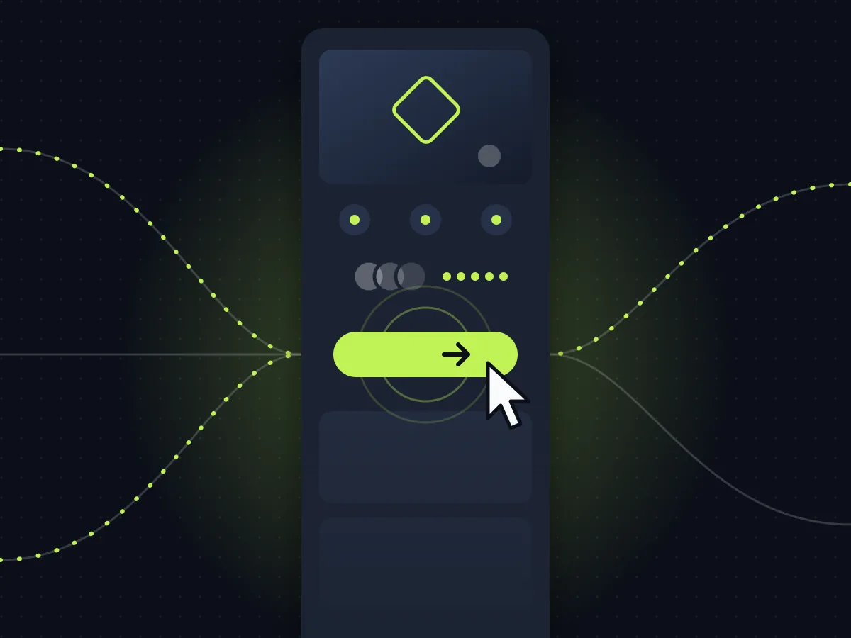Ilustração de uma landing page com visitas convergindo para um único botão